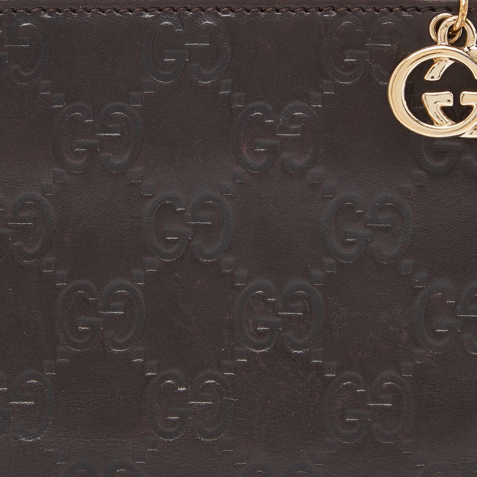 Gucci Brown Guccissima Leather GG Pierce Continental Wallet 3