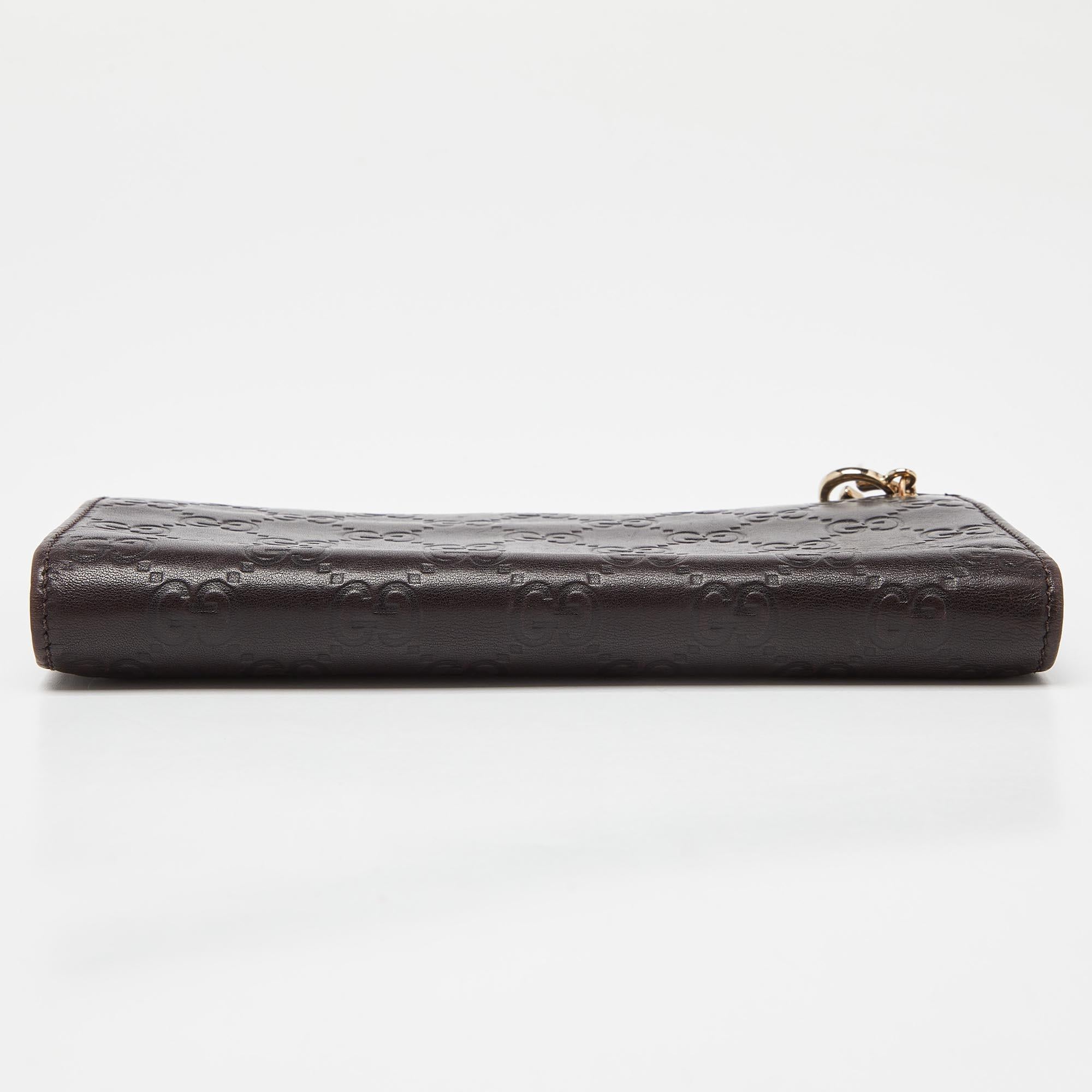 Gucci Brown Guccissima Leather GG Pierce Continental Wallet 4