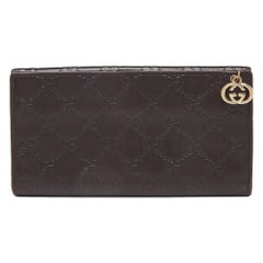 Gucci Brown Guccissima Leather GG Pierce Continental Wallet