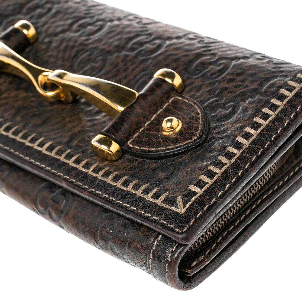 Black Gucci Brown Guccissima Leather Horsebit Continental Flap Wallet