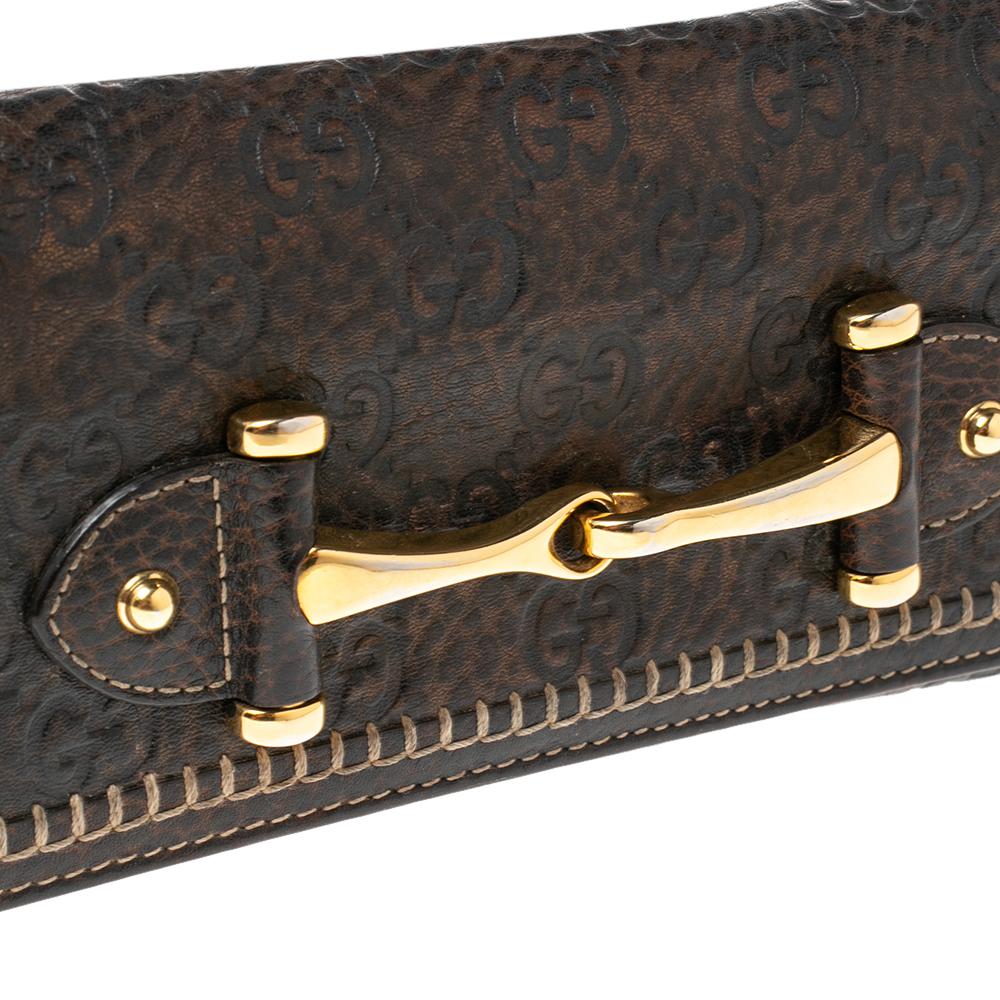 Gucci Brown Guccissima Leather Horsebit Continental Flap Wallet 1