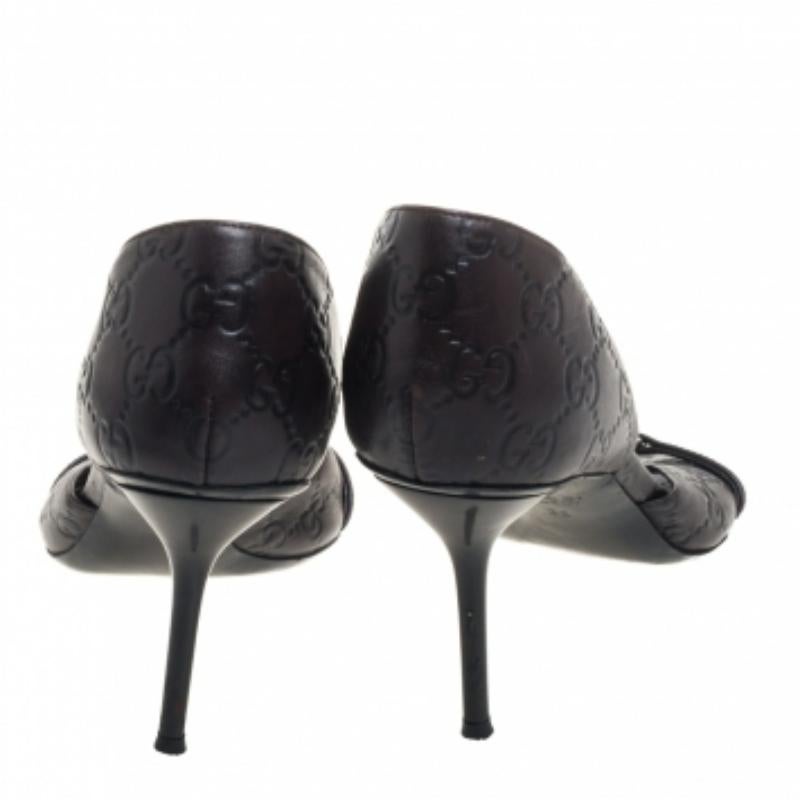 Women's Gucci Brown Guccissima Leather Horsebit D'orsay Peep Toe Pumps Size 38 For Sale