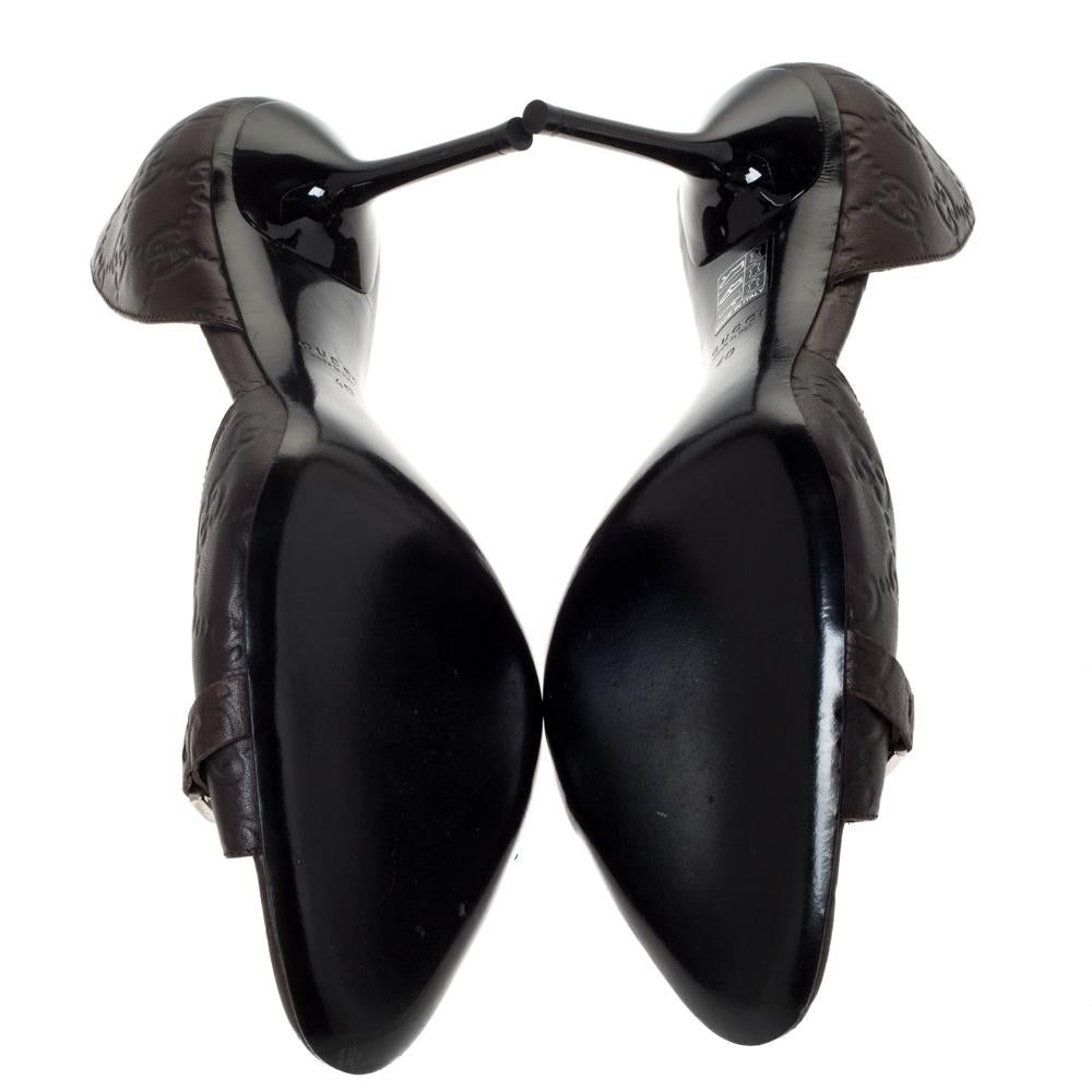 Gucci Brown Guccissima Leather Horsebit D'orsay Peep Toe Pumps Size 40 In Excellent Condition In Dubai, Al Qouz 2