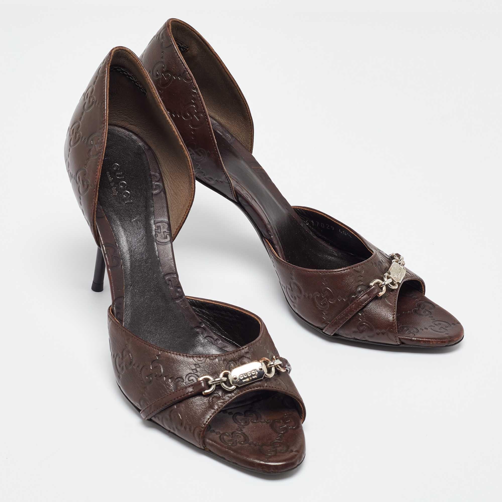 Gucci Brown Guccissima Leather Horsebit D'orsay Peep Toe Pumps Size 40.5 In Good Condition In Dubai, Al Qouz 2