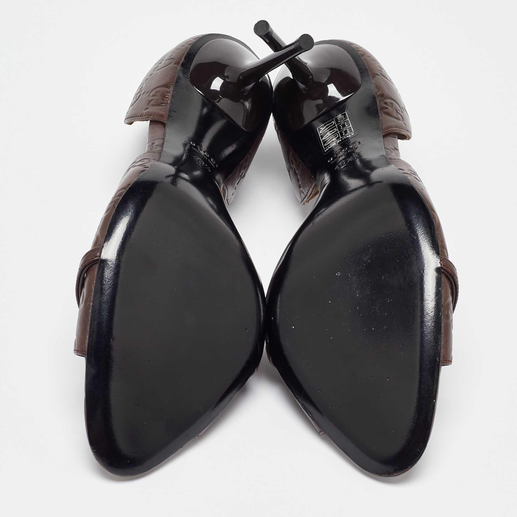 Gucci Brown Guccissima Leather Horsebit D'orsay Peep Toe Pumps Size 40.5 1