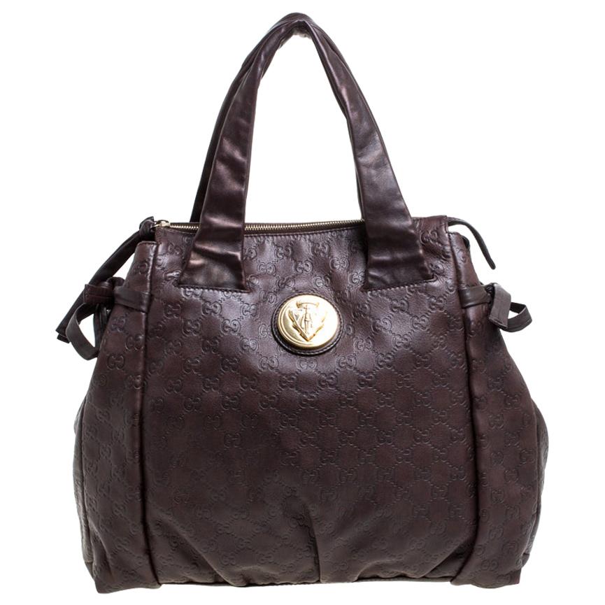 Gucci Brown Guccissima Leather Hysteria Tote