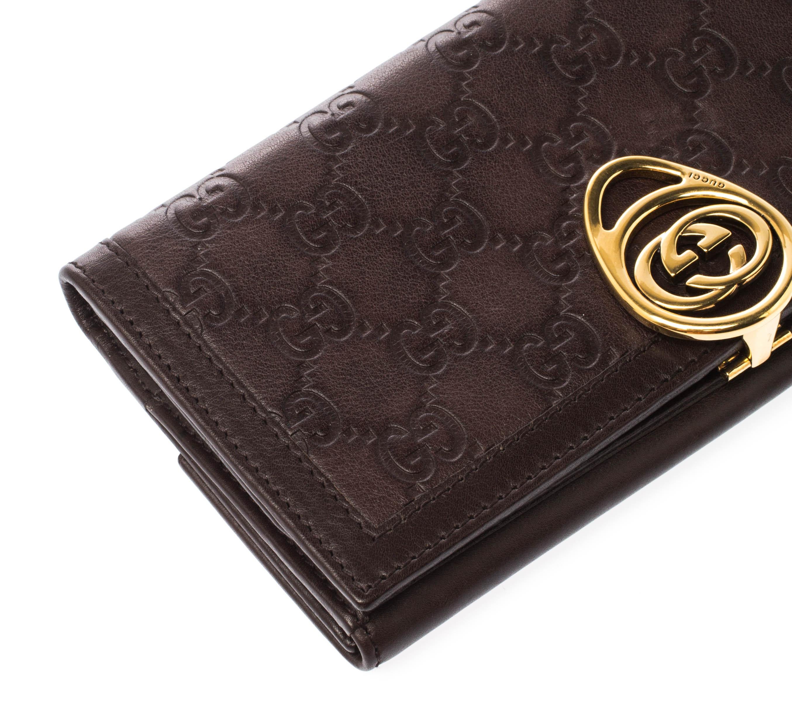 Gucci Brown Guccissima Leather Interlocking GG Clip Continental Wallet 5
