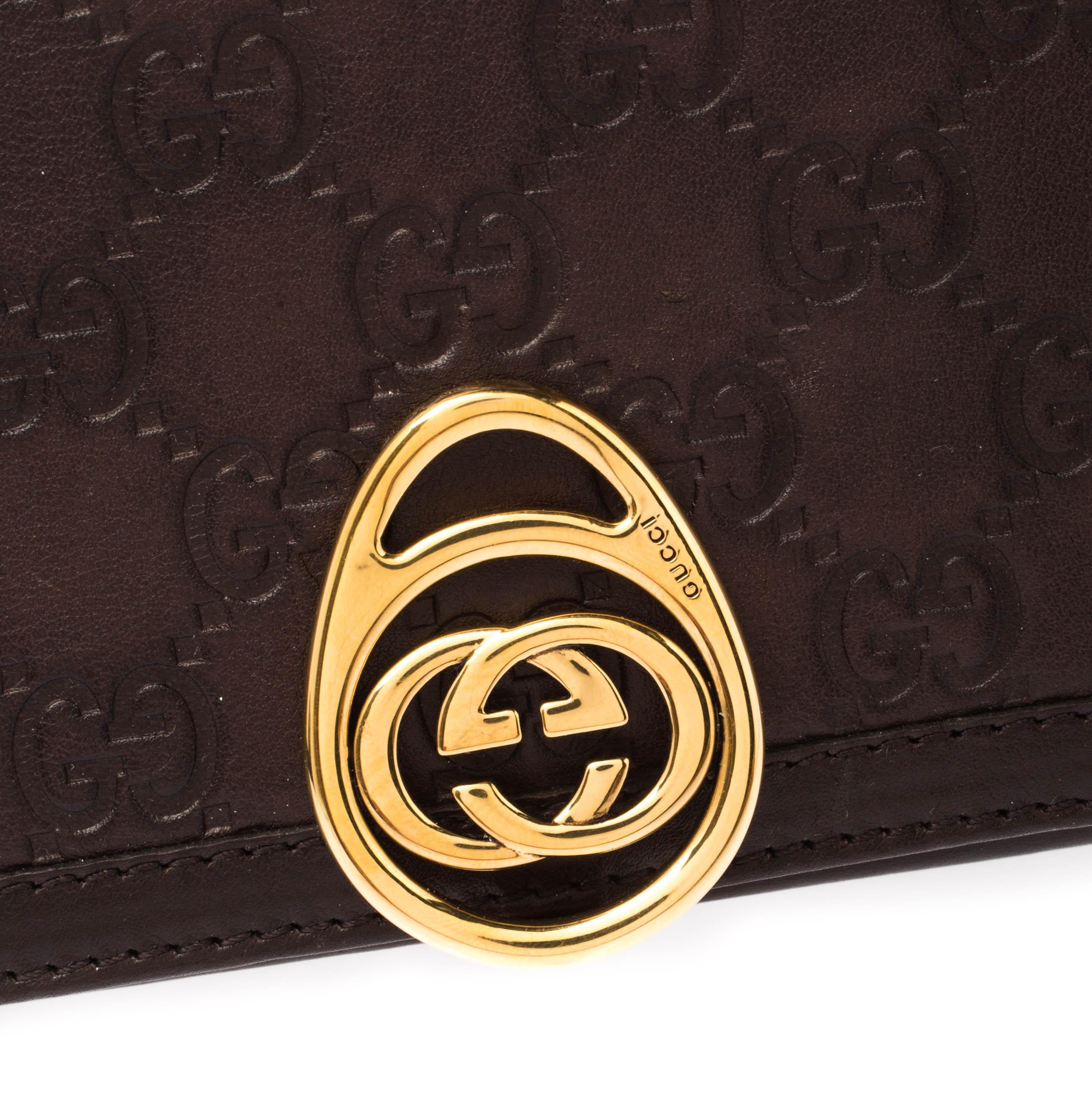 Gucci Brown Guccissima Leather Interlocking GG Clip Continental Wallet 6