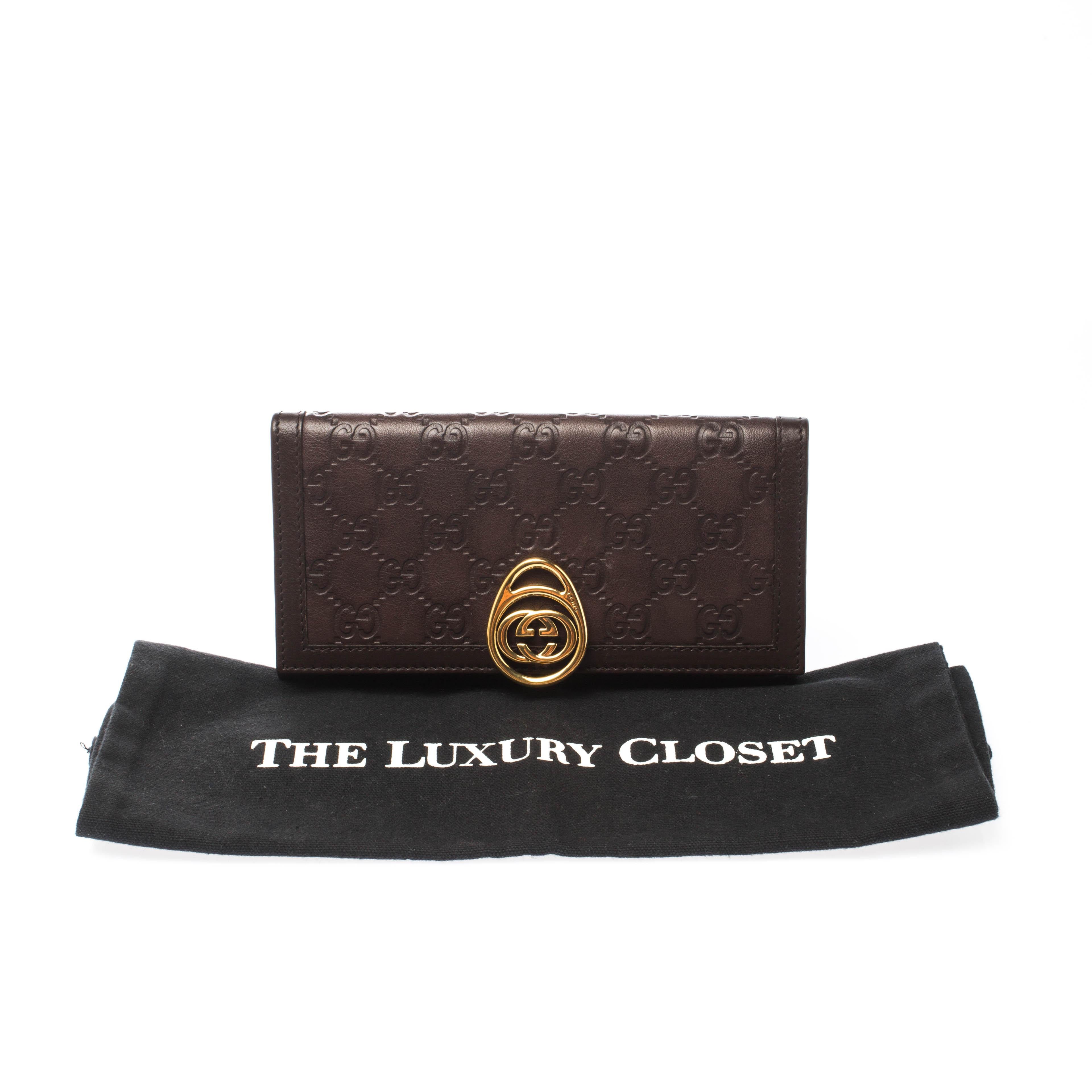 Gucci Brown Guccissima Leather Interlocking GG Clip Continental Wallet 7