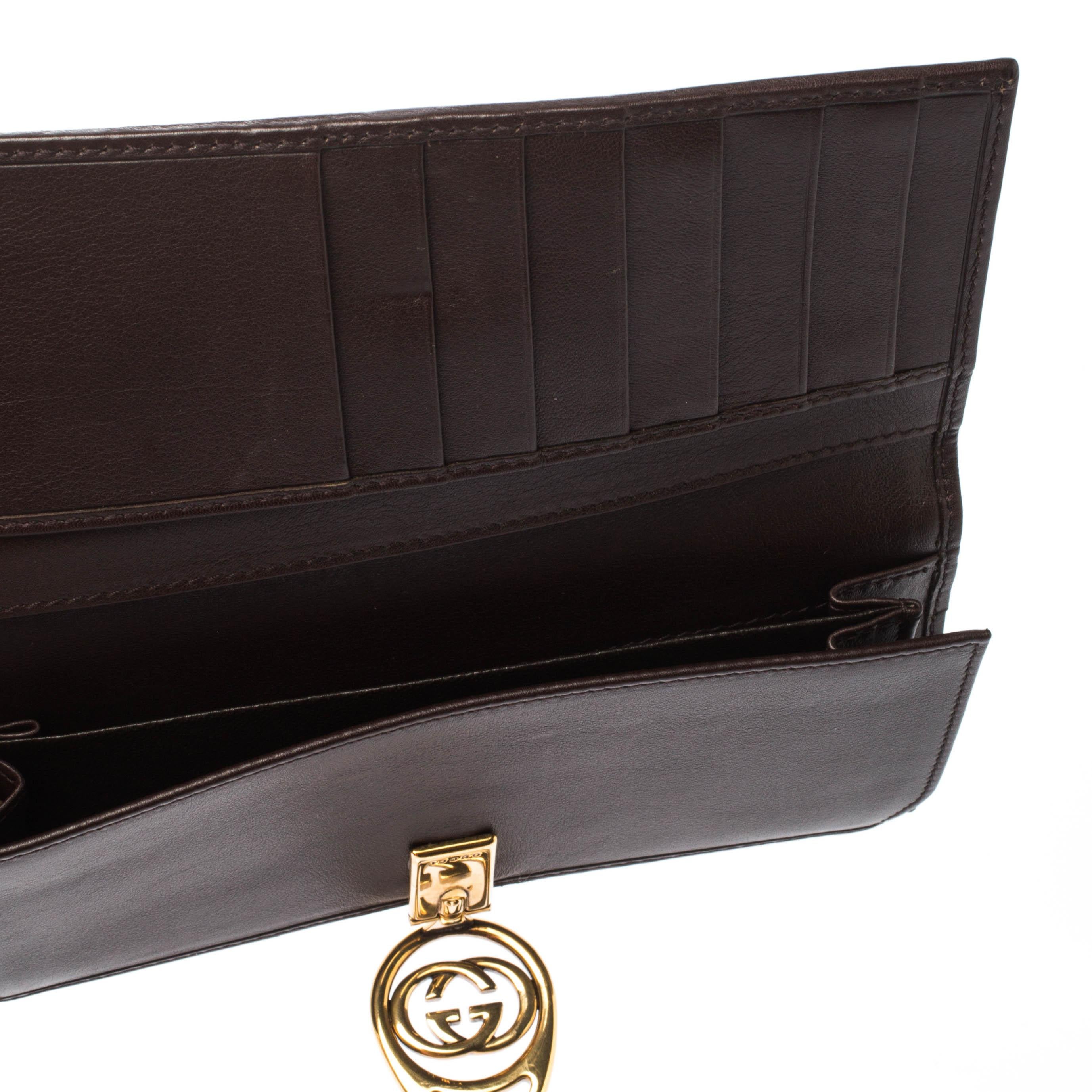 Gucci Brown Guccissima Leather Interlocking GG Clip Continental Wallet 3