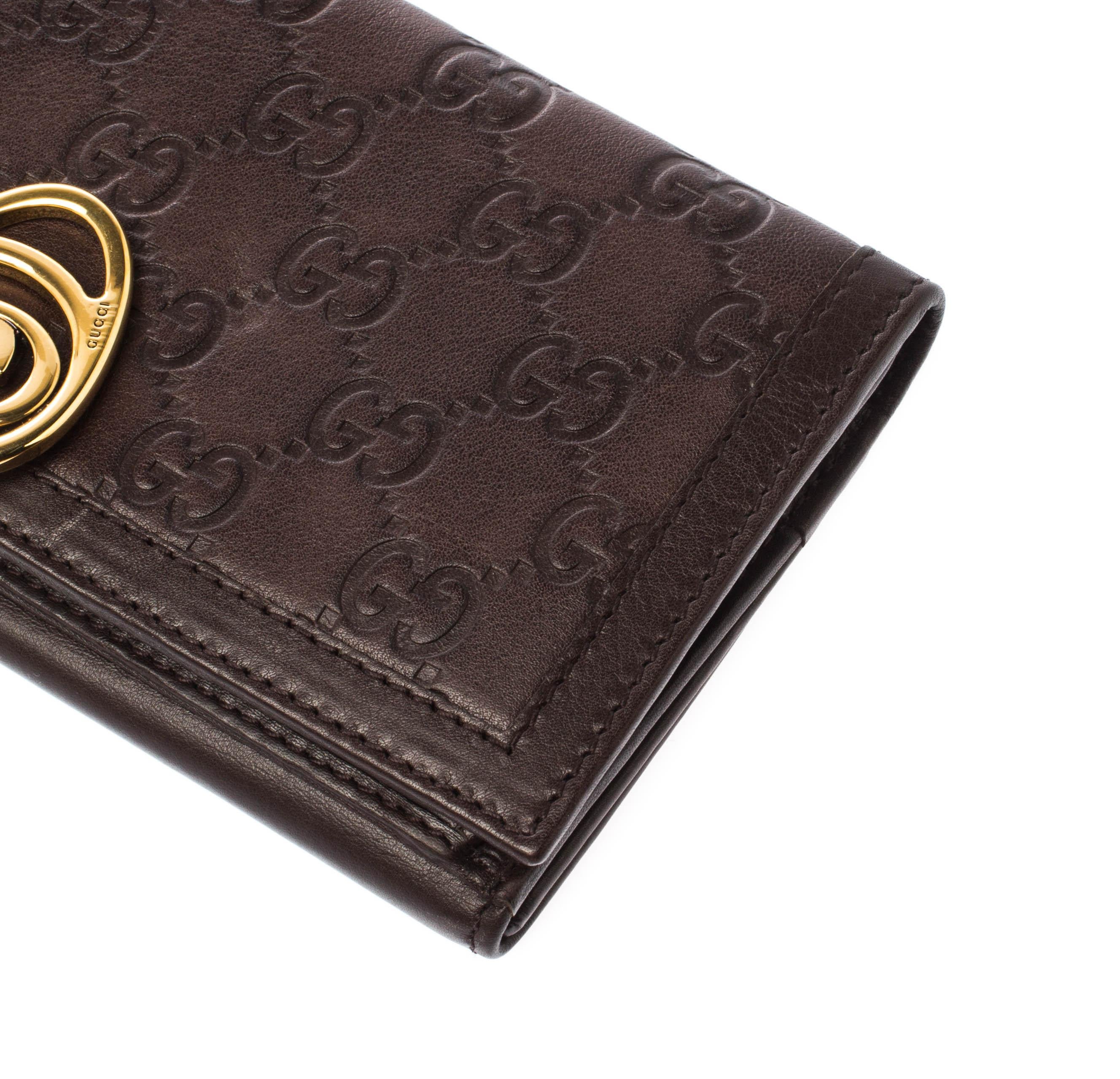Gucci Brown Guccissima Leather Interlocking GG Clip Continental Wallet 4