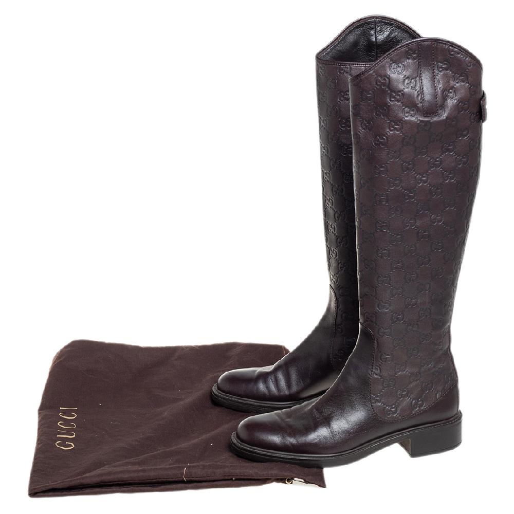 Gucci Brown Guccissima Leather Knee Length Riding Boots Size 39 4