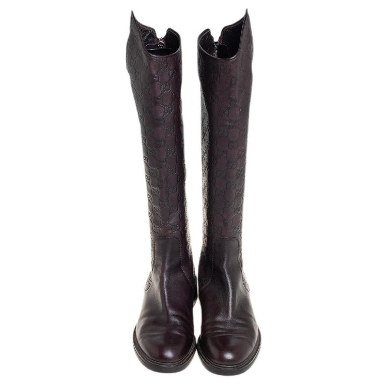 Gucci Brown Guccissima Leather Knee Length Riding Boots Size 39 at 1stDibs