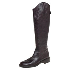 Gucci Brown Guccissima Leather Knee Length Riding Boots Size 39