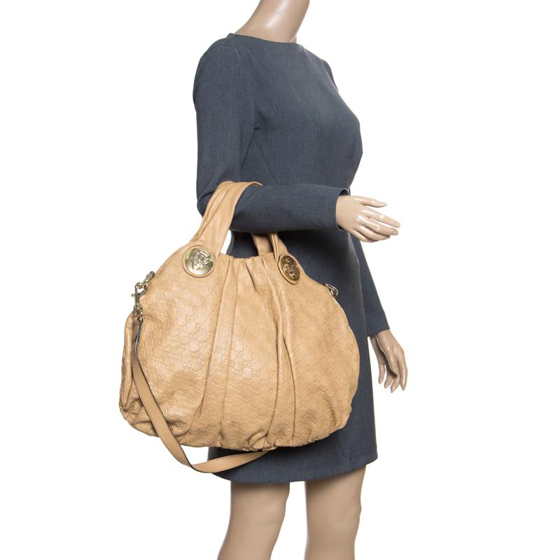 Beige Gucci Brown Guccissima Leather Large Hysteria Hobo