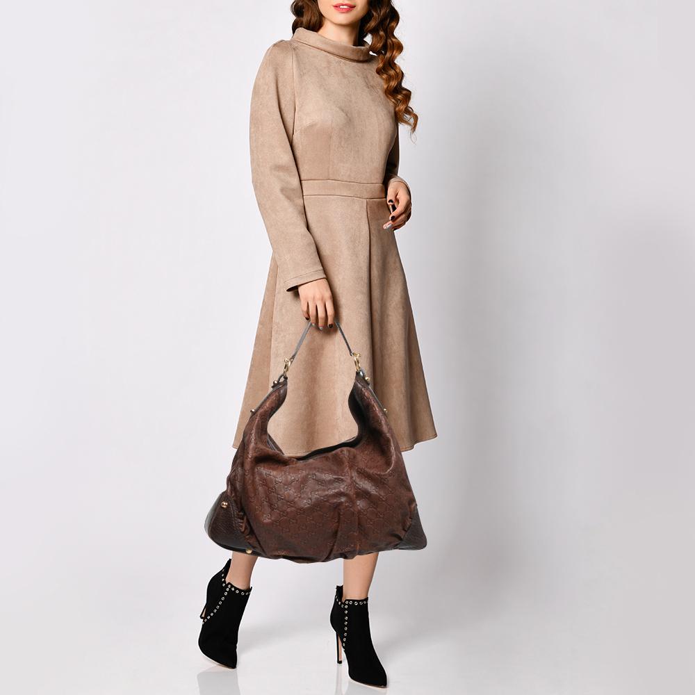 Black Gucci Brown Guccissima Leather Large Jockey Hobo