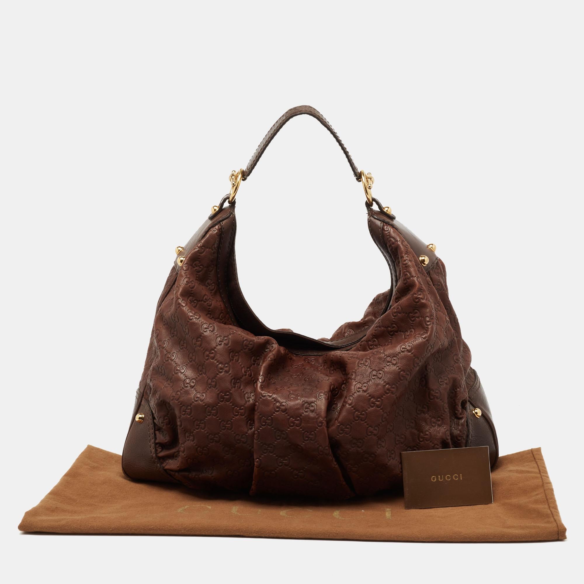 Gucci Brown Guccissima Leather Large Jockey Hobo 4