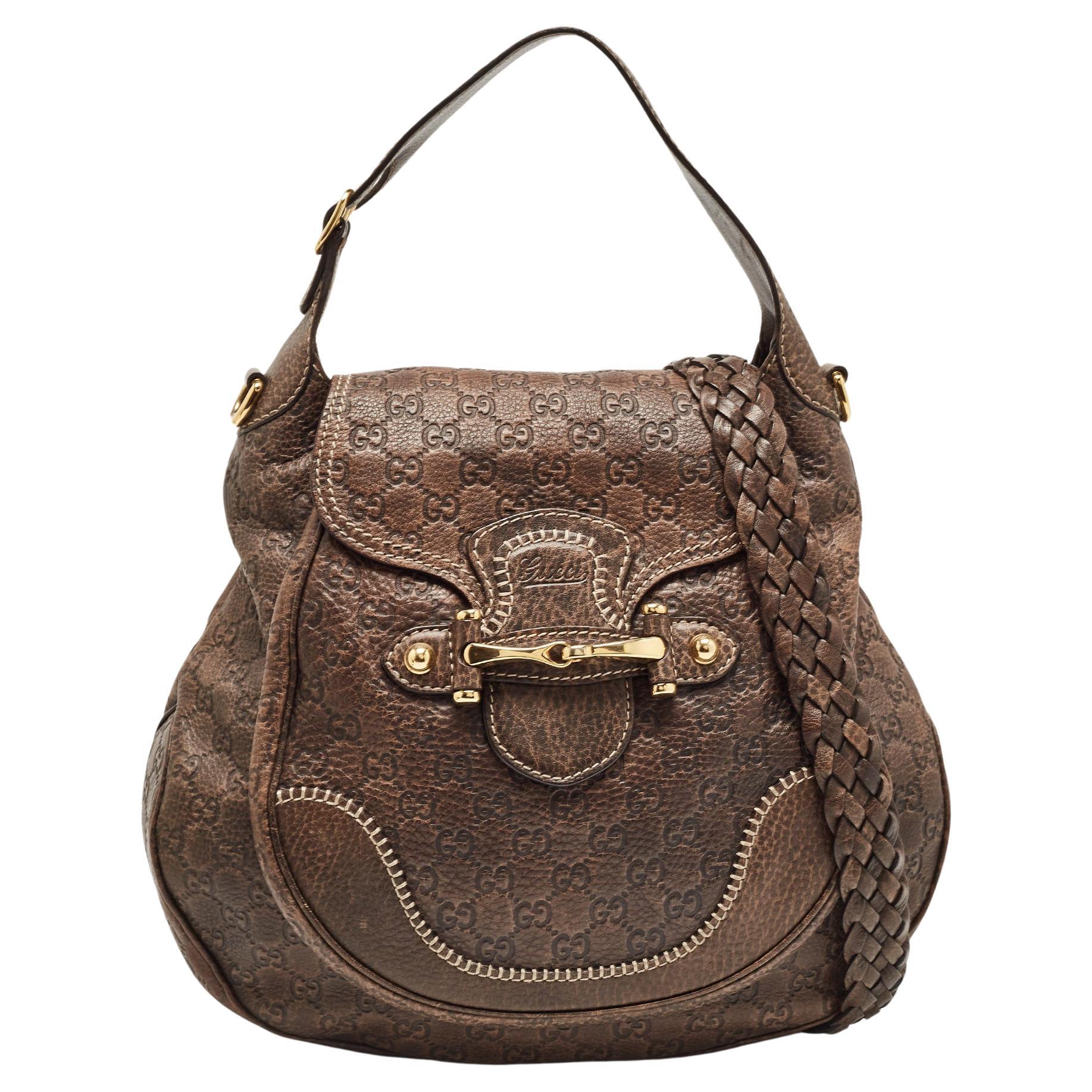Gucci Brown Guccissima Leather Large New Pelham Hobo For Sale
