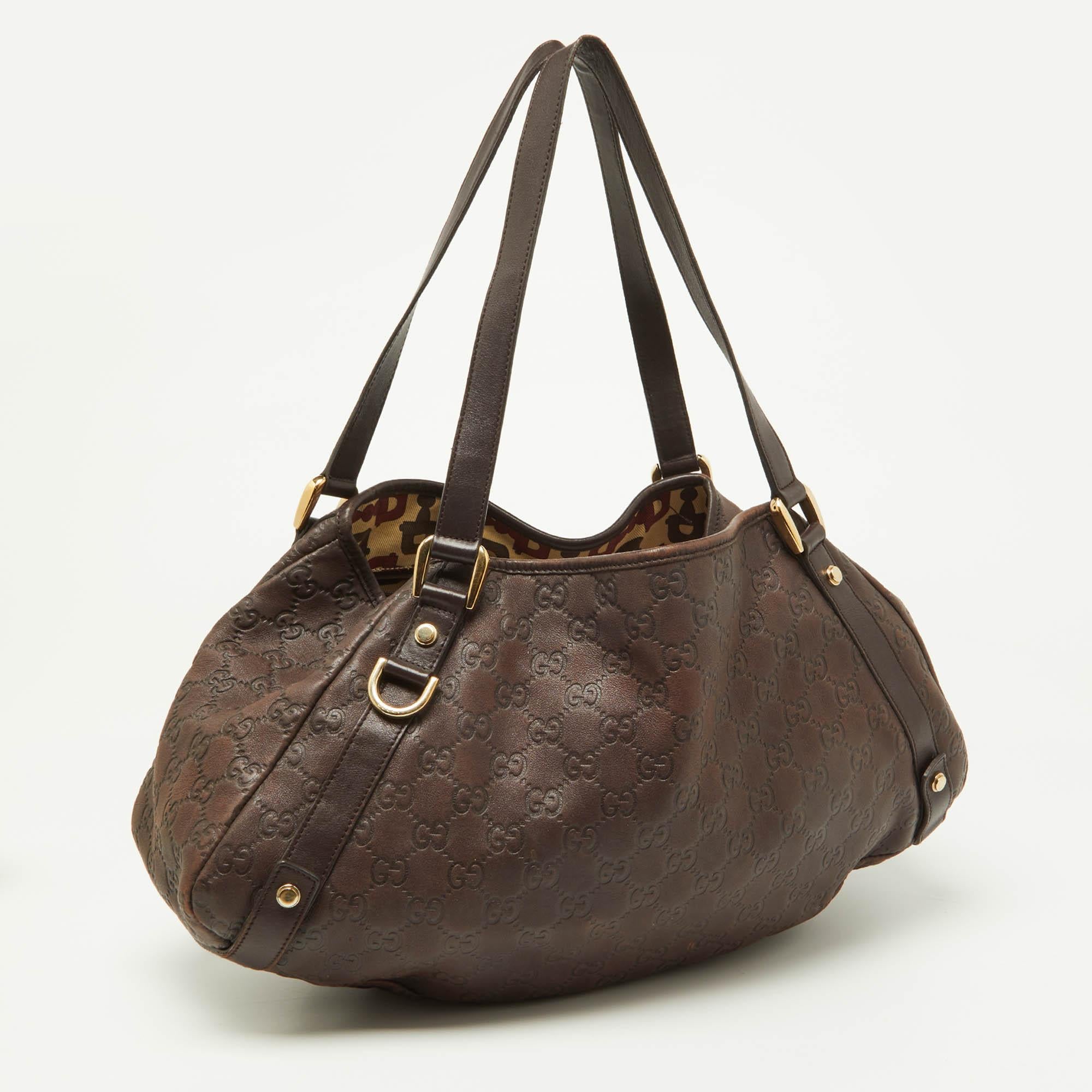 Black Gucci Brown Guccissima Leather Medium Abbey Hobo