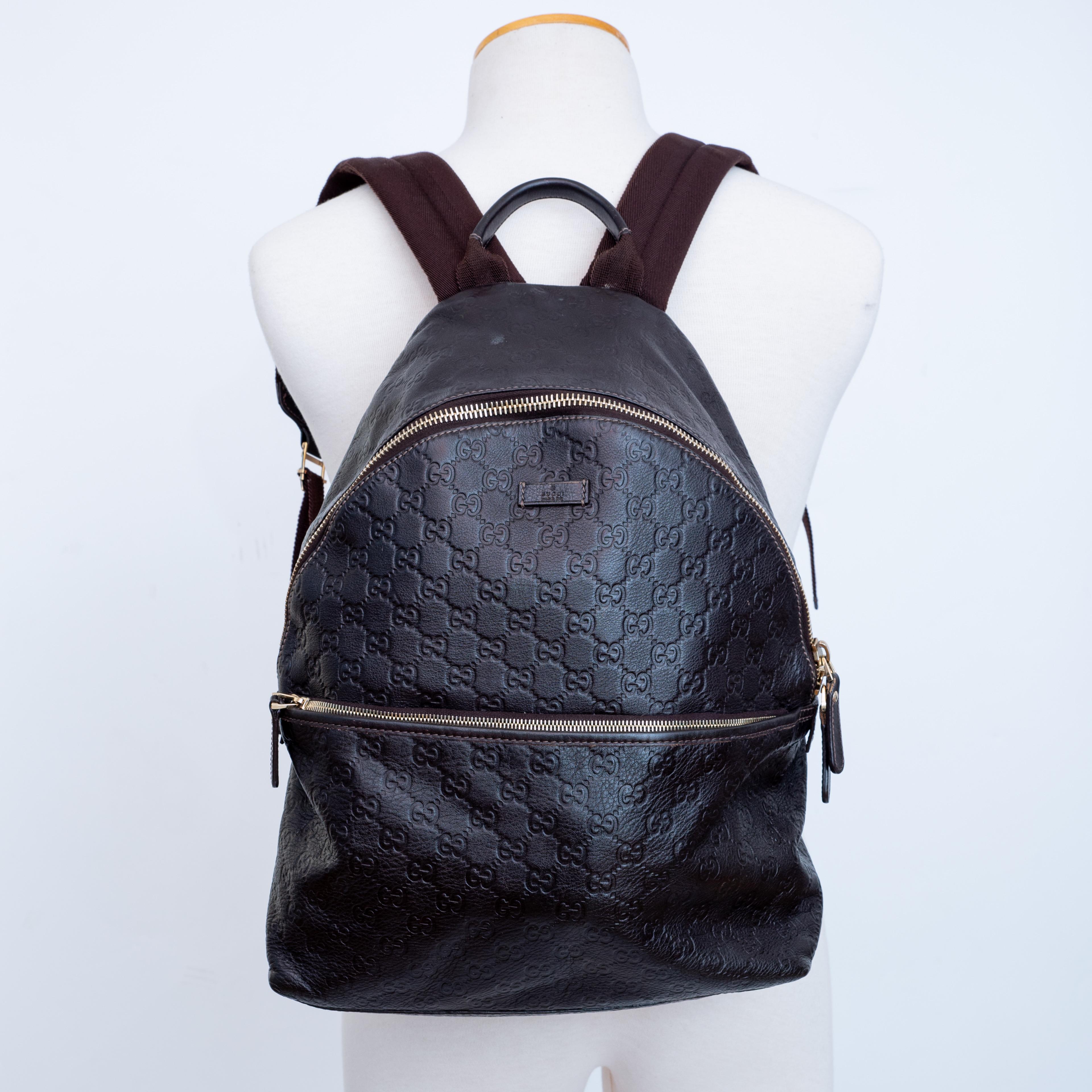 Gucci Brown Guccissima Leather Medium Classic Backpack (246414) In Good Condition In Montreal, Quebec