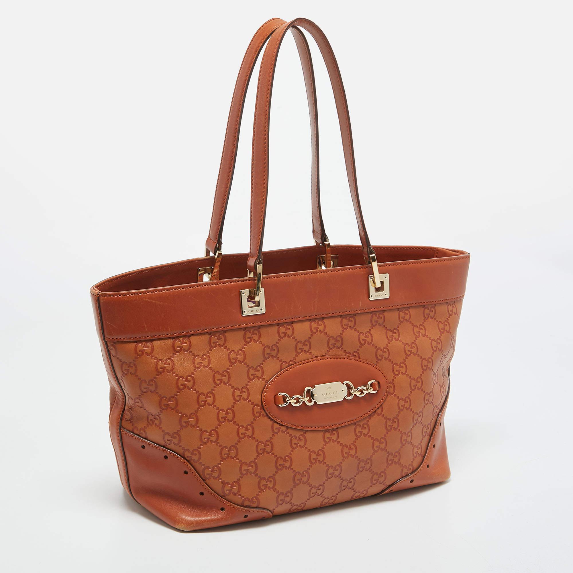 Women's Gucci Brown Guccissima Leather Medium Punch Tote