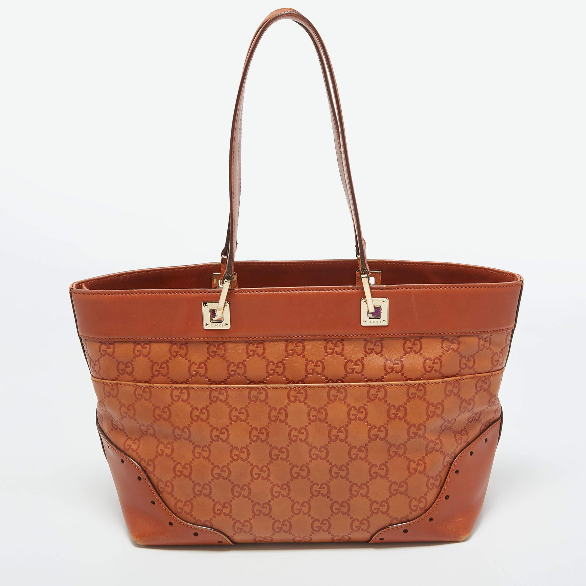 Gucci Brown Guccissima Leather Medium Punch Tote 1