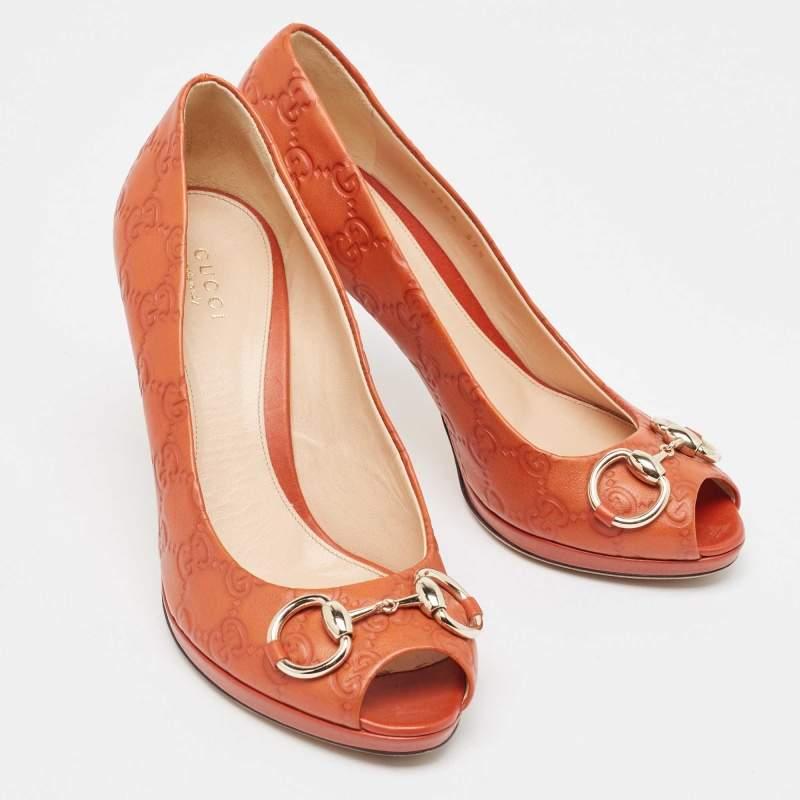 De las mujeres Gucci Marrón Guccissima Cuero Punta Abierta Bombas Tamaño 37.5 en venta