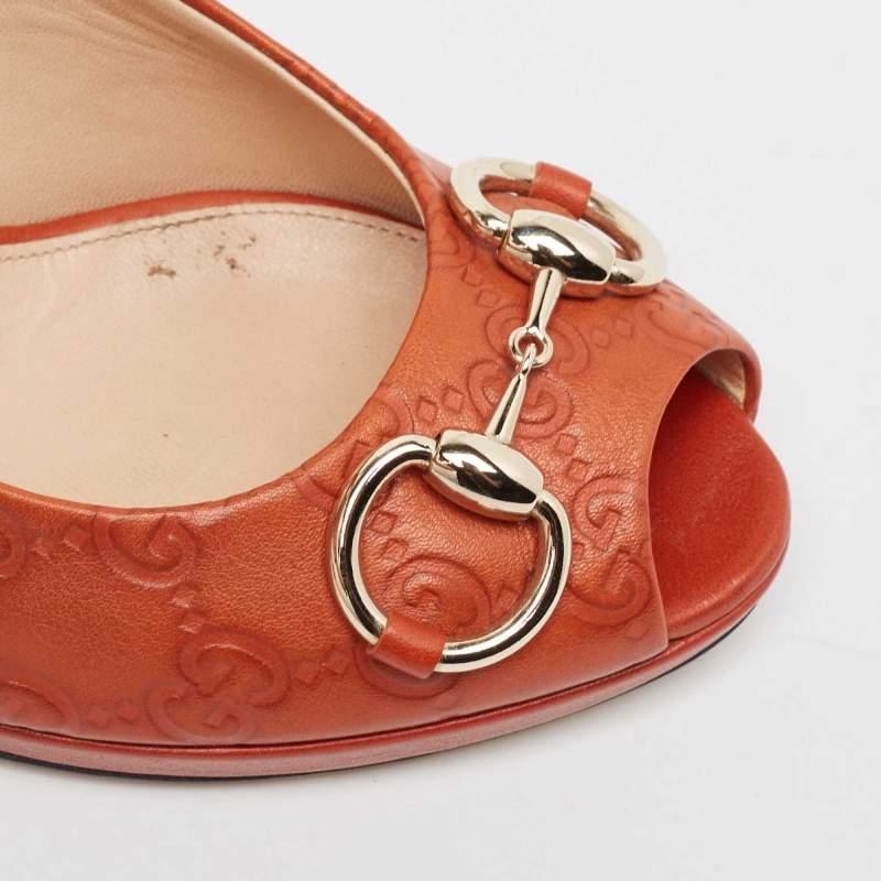 Gucci Marrón Guccissima Cuero Punta Abierta Bombas Tamaño 37.5 en venta 3