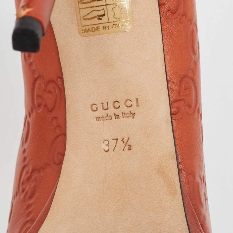 Gucci Marrón Guccissima Cuero Punta Abierta Bombas Tamaño 37.5 en venta 4
