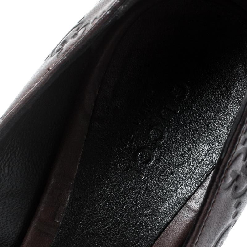 Gucci Brown Guccissima Leather Peep Toe Pumps Size 37.5 1