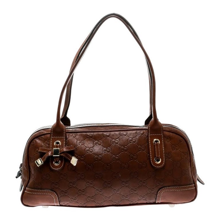 Gucci Brown Guccissima Leather Princy Boston Bag For Sale at 1stDibs