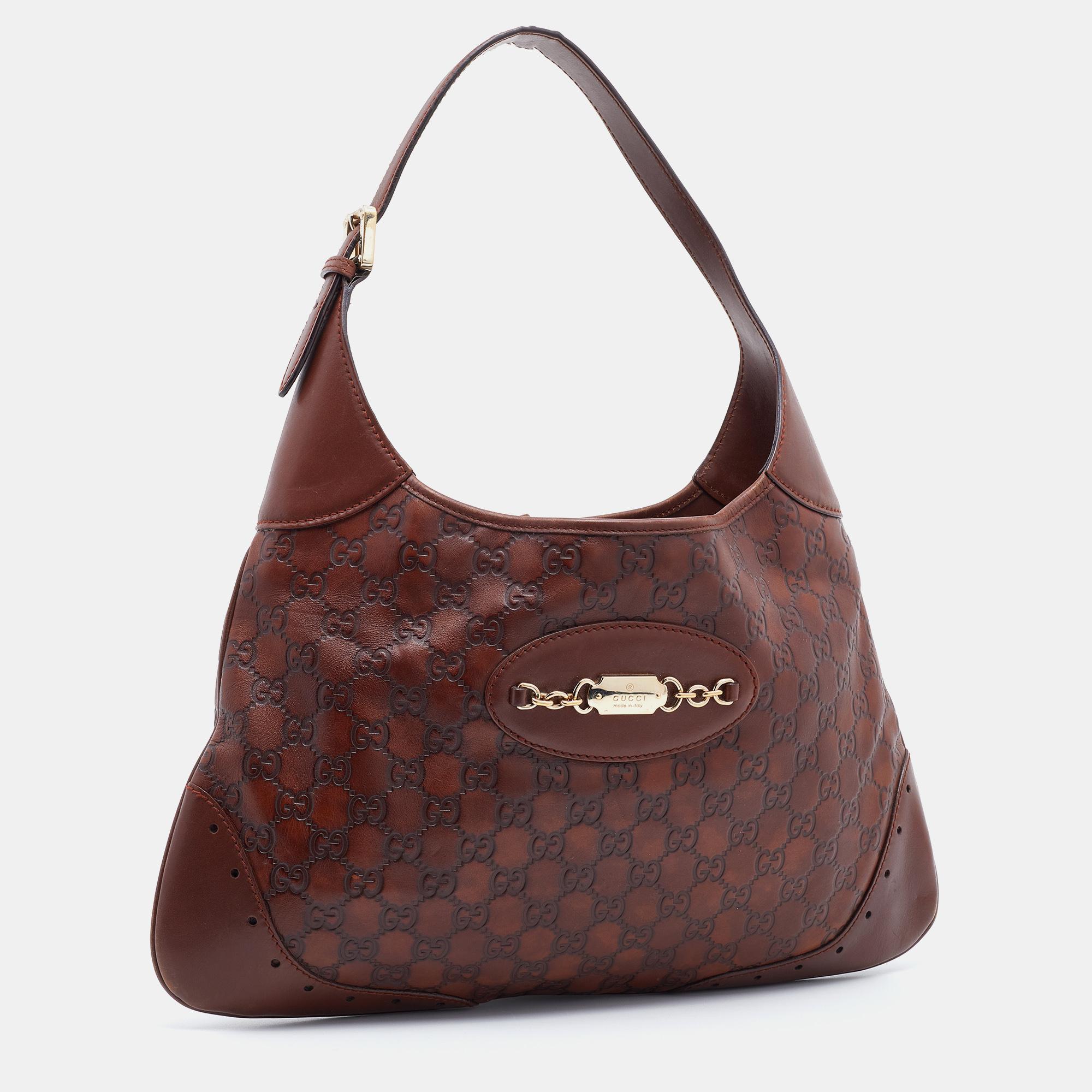 Women's Gucci Brown Guccissima Leather Punch Hobo