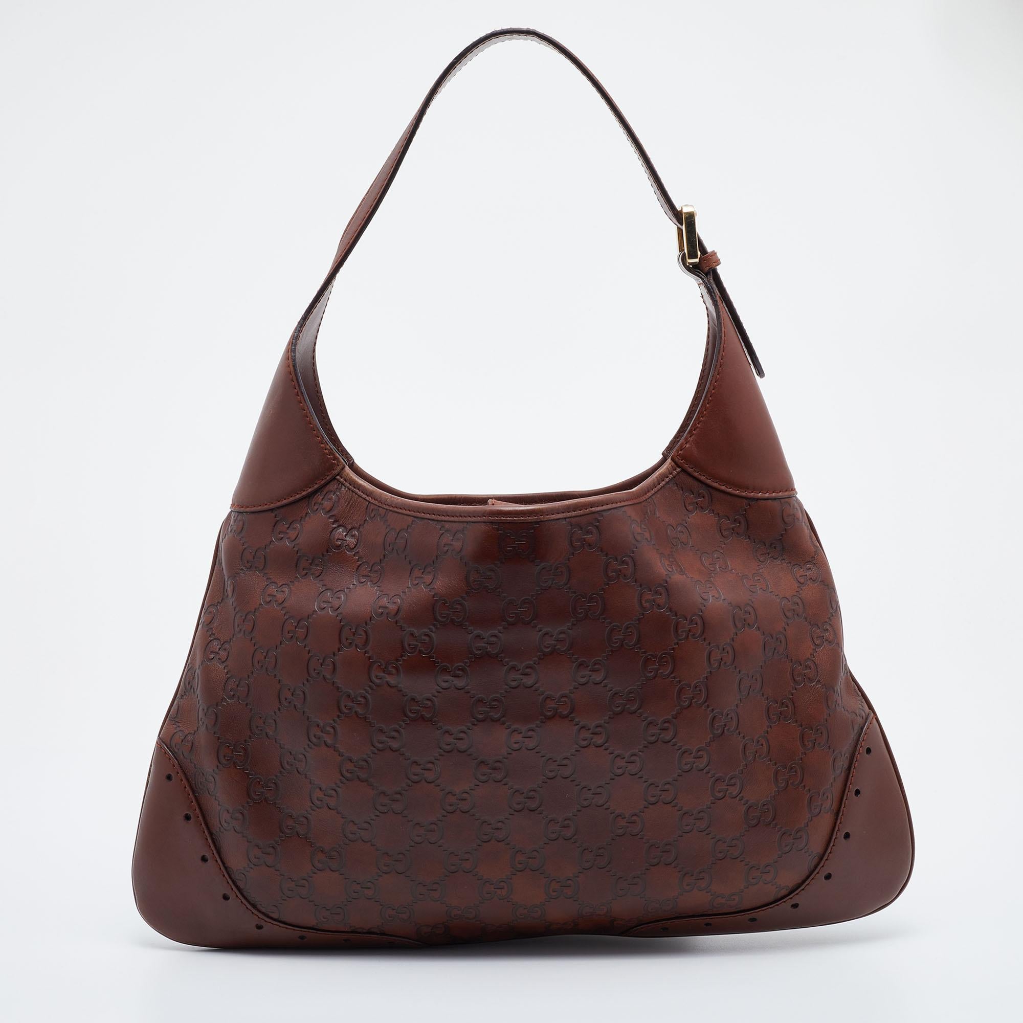 Gucci Brown Guccissima Leather Punch Hobo 1
