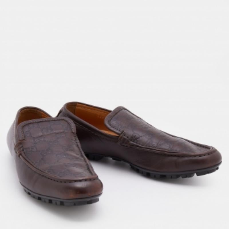 Gucci - Mocassins en cuir marron Guccissima, taille 39 État moyen - En vente à Dubai, Al Qouz 2