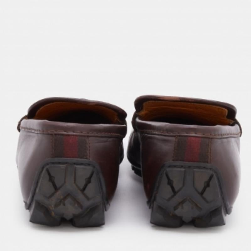 Gucci - Mocassins en cuir marron Guccissima, taille 39 en vente 1