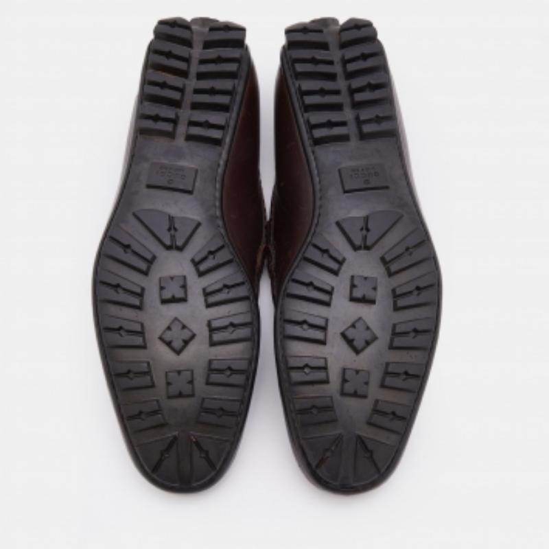 Gucci - Mocassins en cuir marron Guccissima, taille 39 en vente 2