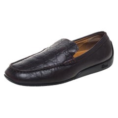 Gucci Brown Guccissima Leather Slip On Loafers Size 39.5