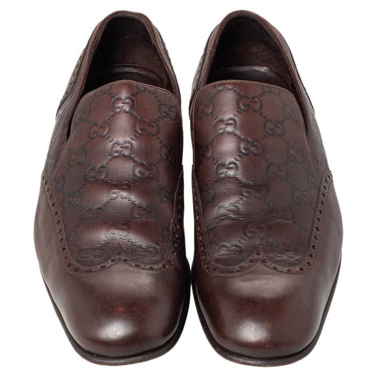 Gucci Brown Guccissima Leather Slip on Loafers Size 44.5 at 1stDibs