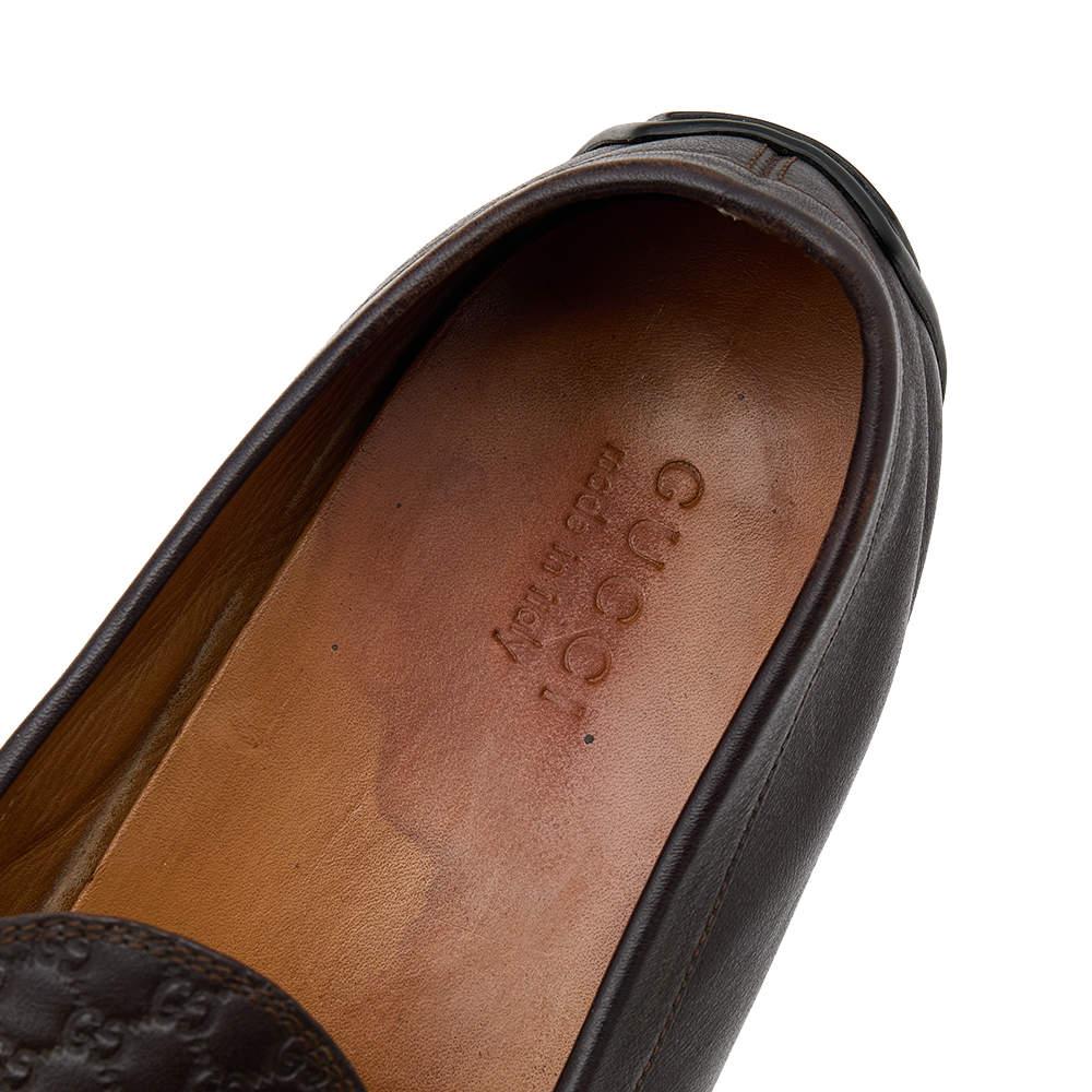 Gucci Brown Guccissima Leather Slip On Loafers Size 46.5 For Sale 2