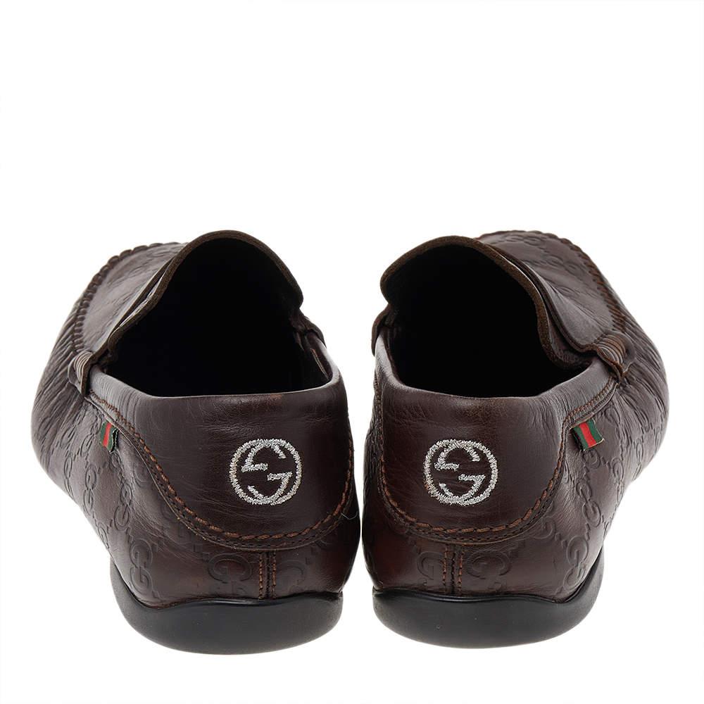 Gucci Brown Guccissima Leather Slip On Penny Loafers Size 40.5 In Good Condition For Sale In Dubai, Al Qouz 2