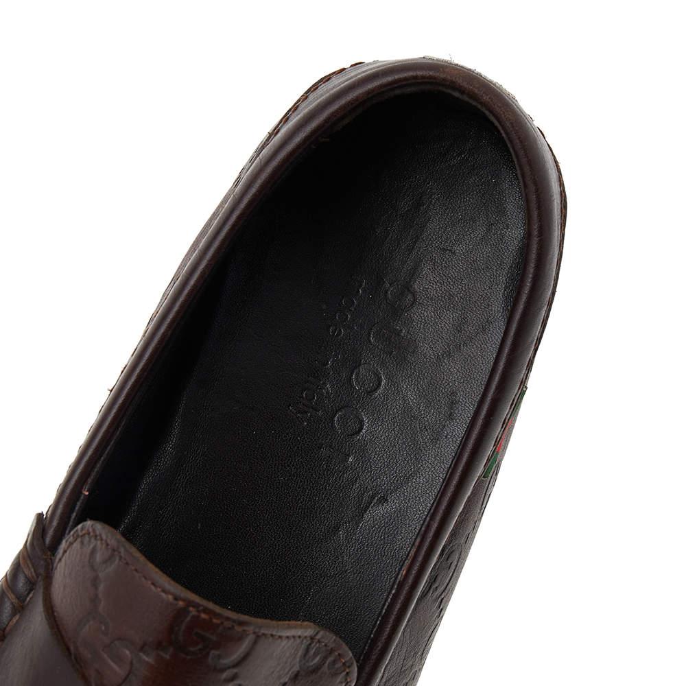 Gucci Brown Guccissima Leather Slip On Penny Loafers Size 40.5 For Sale 1
