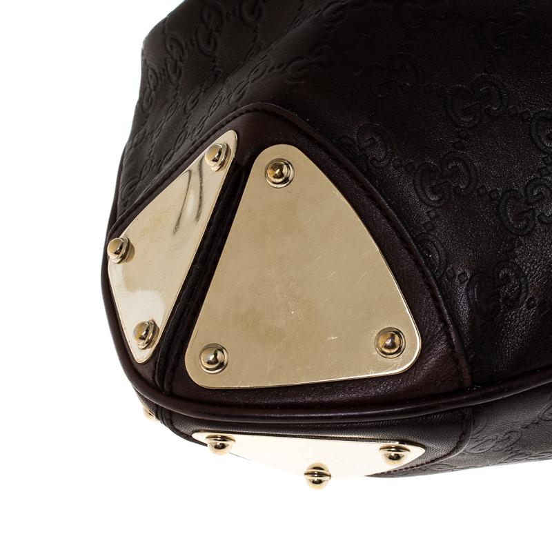 Gucci Brown Guccissima Leather Small Indy Top Handle Hobo Bag In Good Condition In Dubai, Al Qouz 2