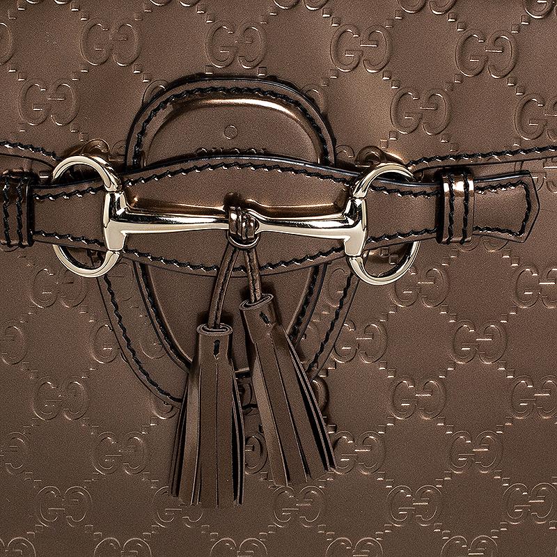 Gucci Brown Guccissima Patent Leather Large Emily Chain Shoulder Bag In Excellent Condition In Dubai, Al Qouz 2