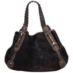 Gucci Brown Horsebit Pony Hair Pelham Tote Bag