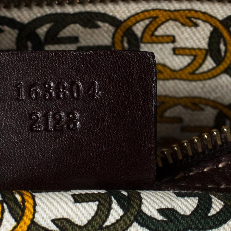 Gucci Brown Horsebit Print Velvet and Leather 85th Anniversary Brit Hobo In Good Condition In Dubai, Al Qouz 2
