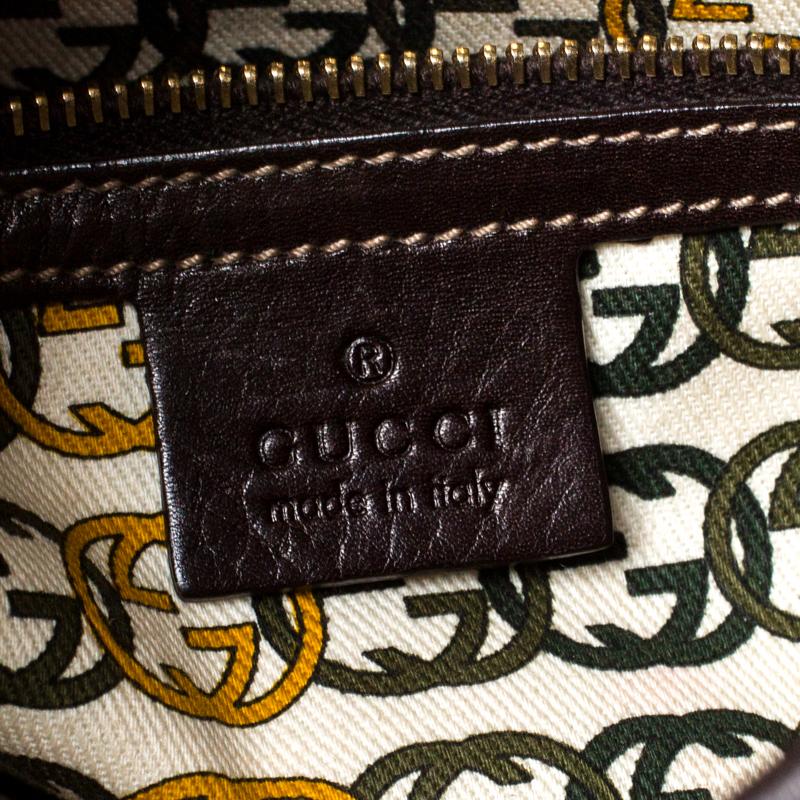 Women's Gucci Brown Horsebit Print Velvet and Leather 85th Anniversary Brit Hobo