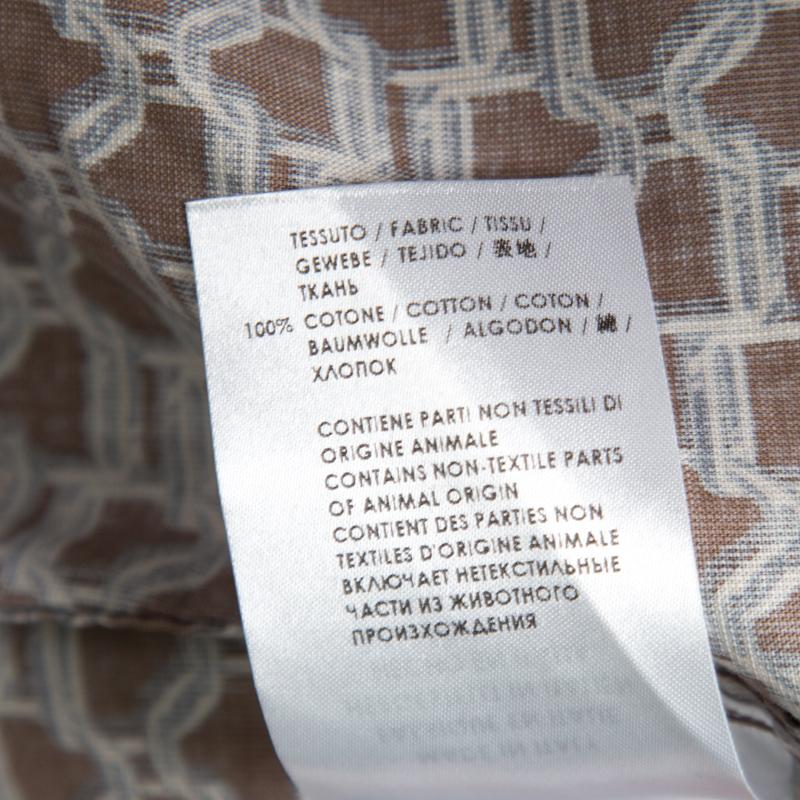 Gray Gucci Brown Horsebit Printed Cotton Long Sleeve Slim Fit Shirt M