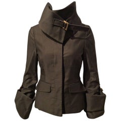 Gucci Brown Jacket With High Foldover Collar And Cuffs