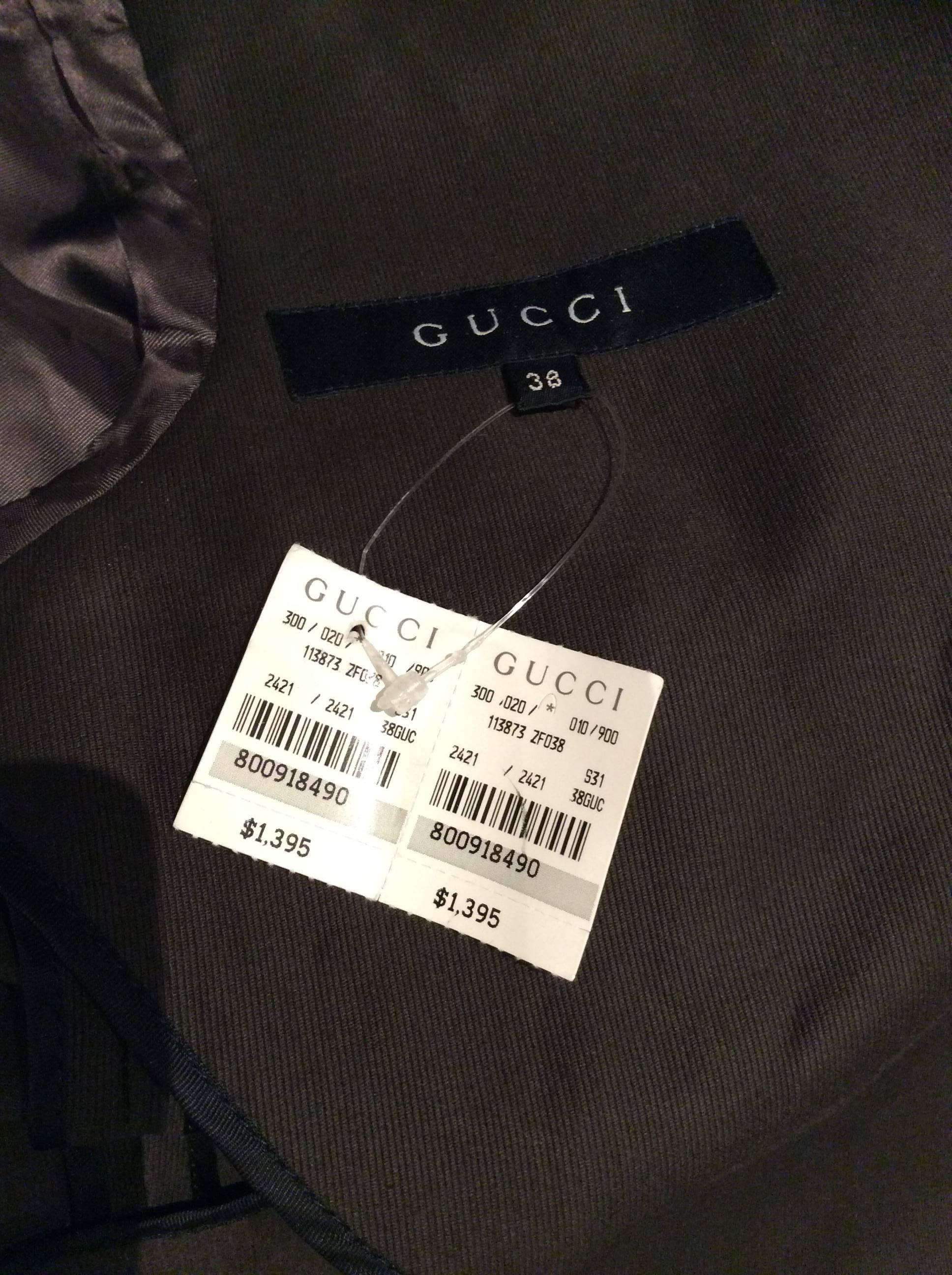 Gucci Brown Jacket With High Foldover Collar And Cuffs  In New Condition For Sale In San Francisco, CA