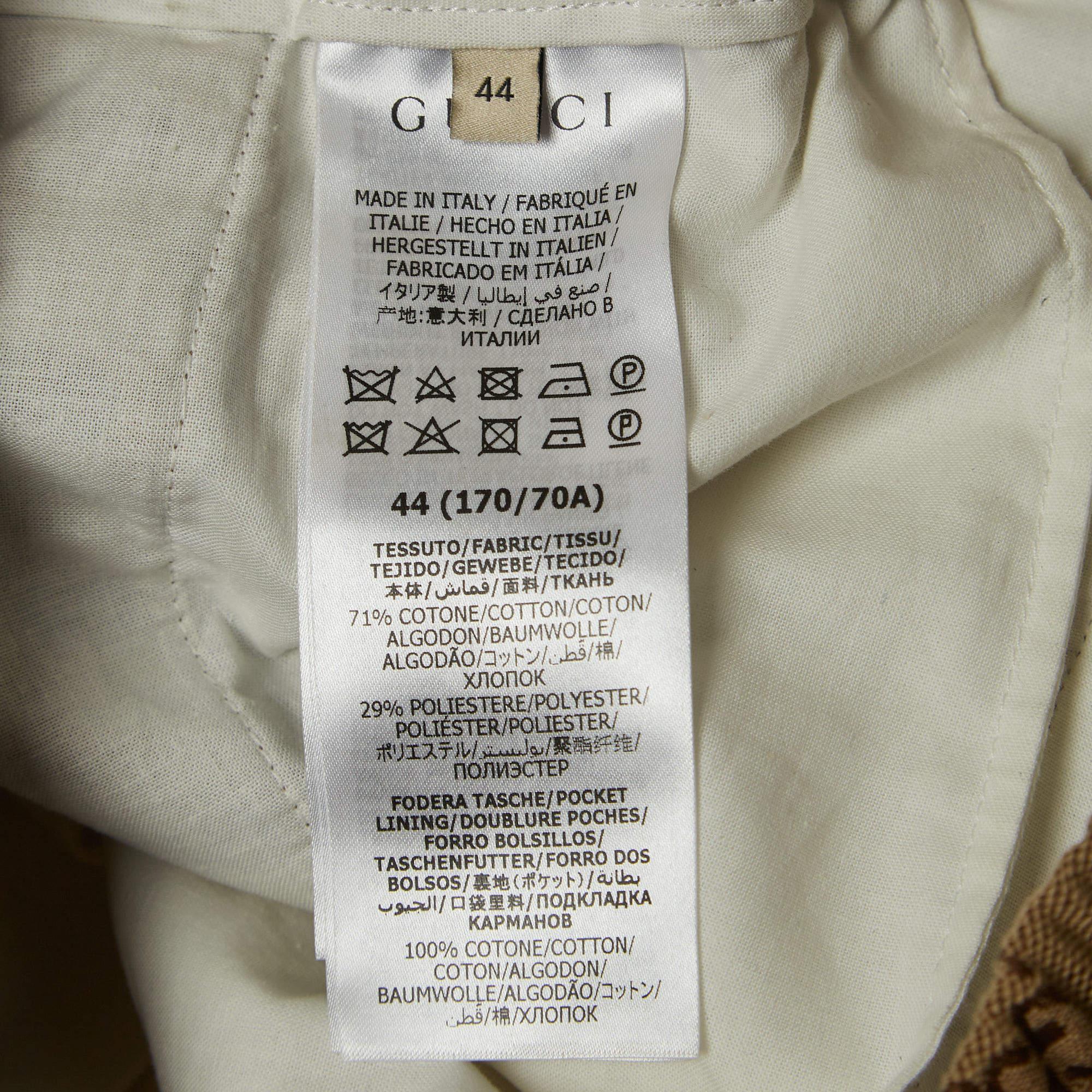 Gucci Brown Jacquard Canvas Track Trousers XS In Excellent Condition For Sale In Dubai, Al Qouz 2